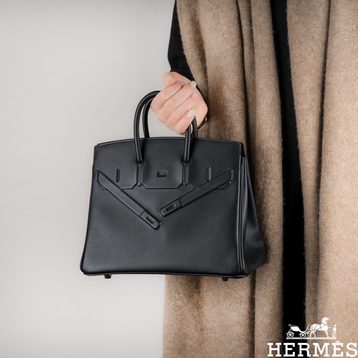 Hermès 25cm Birkin Shadow Nata Swift 2022 at 1stDibs